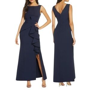 Eliza J Midnight Blue Ruffle Maxi Dress